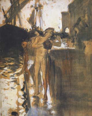 John Singer Sargent Two Nude Bathers Standing on a Wharf (mk18) oil painting image